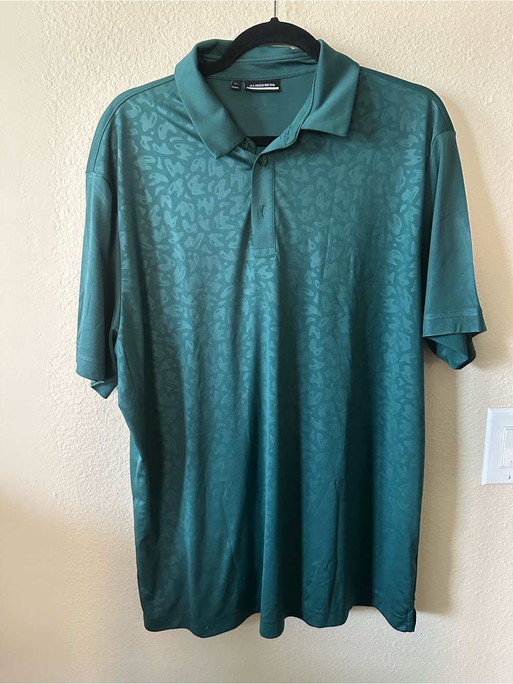 J.Lindeberg Teal Jacquard Polo Shirt size XL/ NWOT 1442